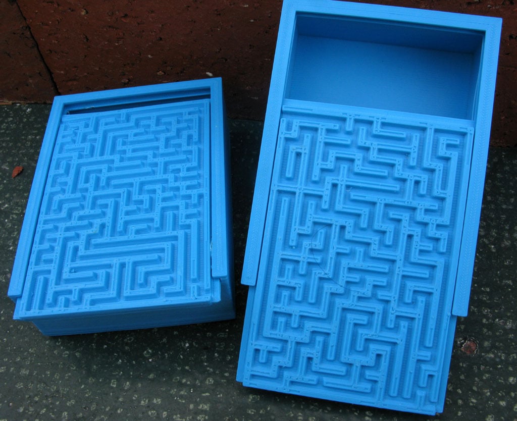 Box with Decorative Mazes
