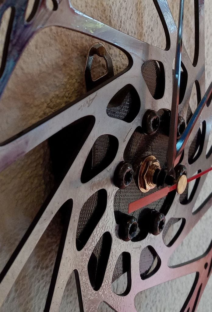 Bicycle rotor clock wall mount