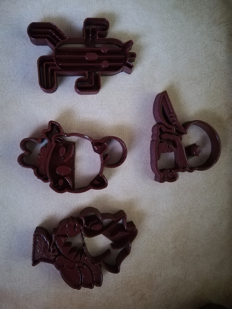 final fantasy cookie cutters (chocobo, cactuar, moogle, tonberry)