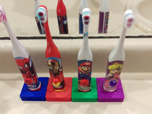 Kids spinbrush toothbrush holder