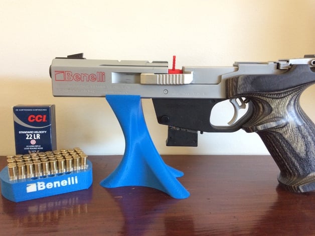 .22 Ammo tray (especially suits CCI brand) with Benelli logo for 2 colour print. Pistol stand suits Benelli.