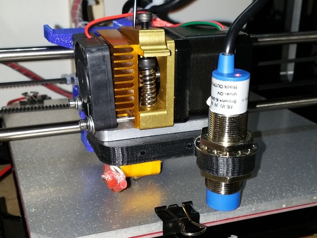 Reinforced Geeetech Prusa i3b extruder bracket with Probe Holder