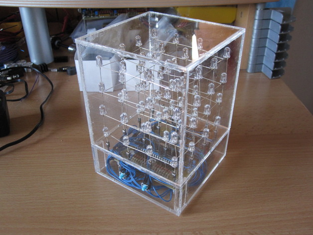Acrylic case for a 4x4x4 LED-Cube