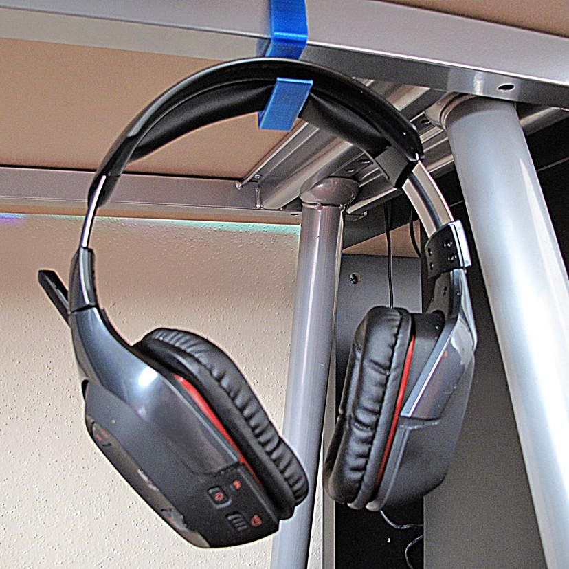 Under-desk headphone hook