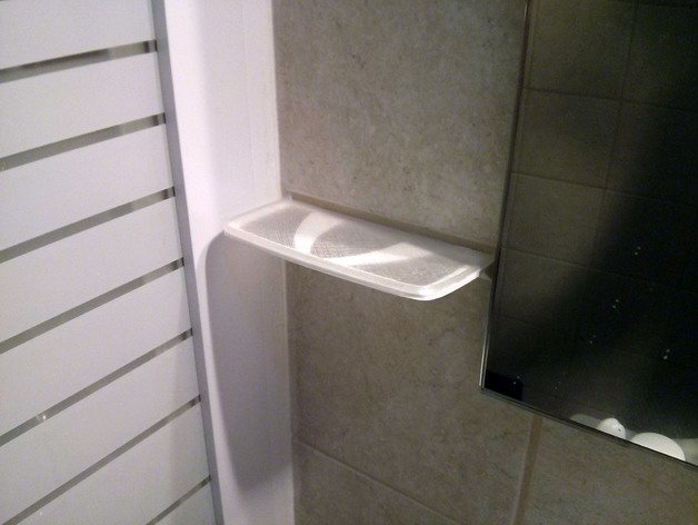 Bathroom shelf with translucent tray