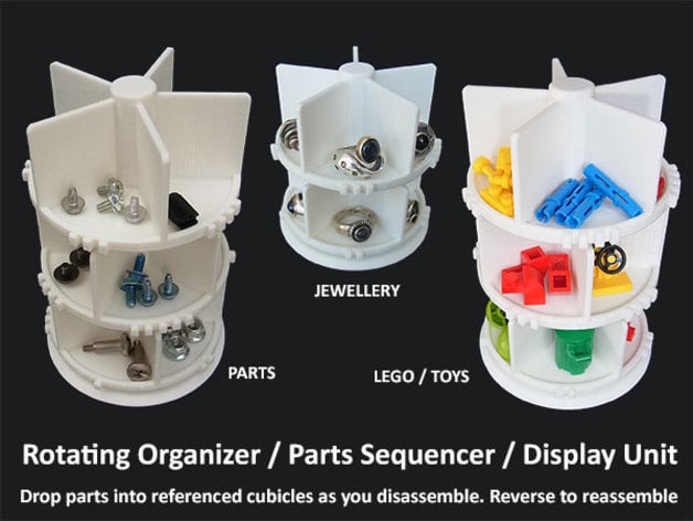 Rotating Organizer Parts Assembly Sequencer Display Stand
