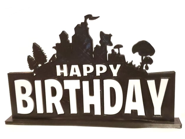 2 Color Fortnite Themed Happy Birthday Cake Topper Or Stand Alone