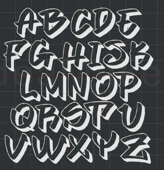 Graffiti Fonts Alphabet 2D Wall art