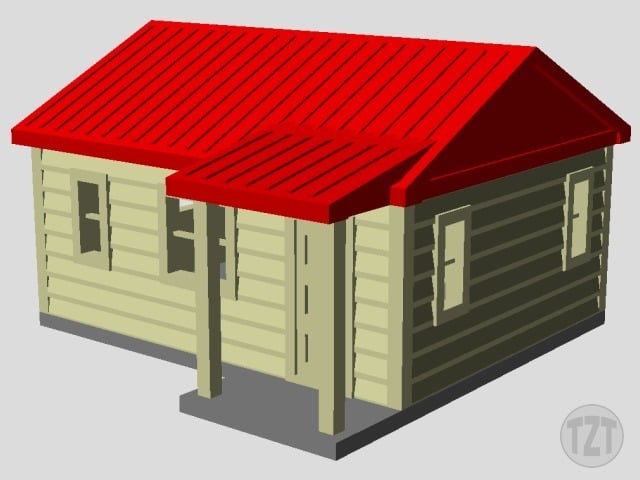 Log Cabin, House, (HO, O, N scale model railroad layout)