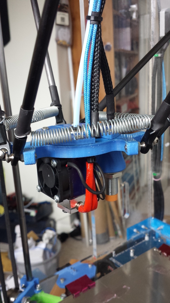 Reprap Rostock Modded parts - Bed probe carriage - Long Idlers - Belt tension - Ball links - E3D hot end - LJ12A3-4-Z/BY