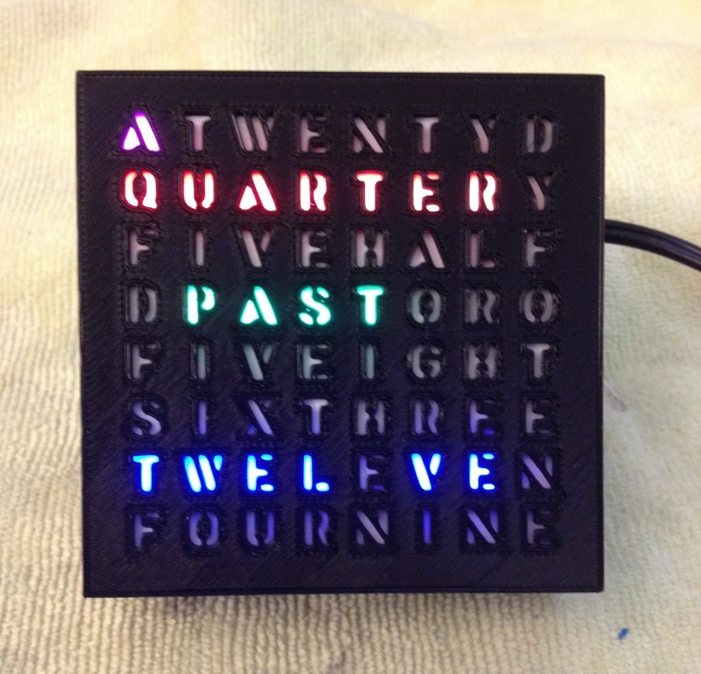 3D Printable NeoMatrix 8x8 Word Clock