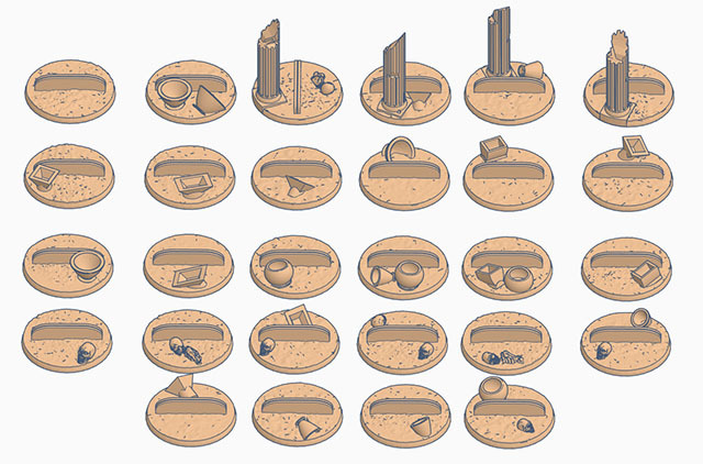 32mm Bases (x28) for Paper Miniatures Desert themed perfect for Dungeons & Dragons or Warhammer
