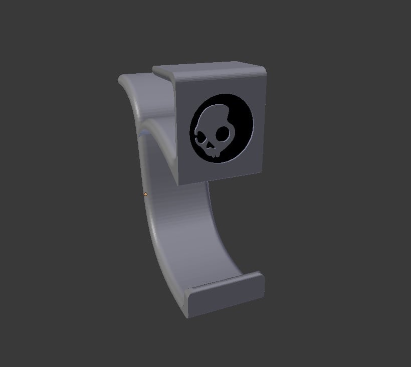 Headphone stand for a desk or shelf (Skullcandy logo)