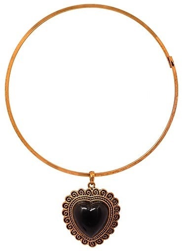 Burning Golden Heart Choker Necklace With Earrings