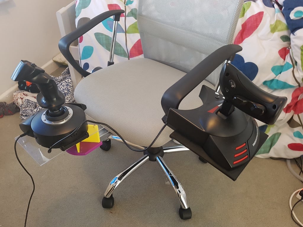 Office Chair Joystick / HOTAS holder, partly removable