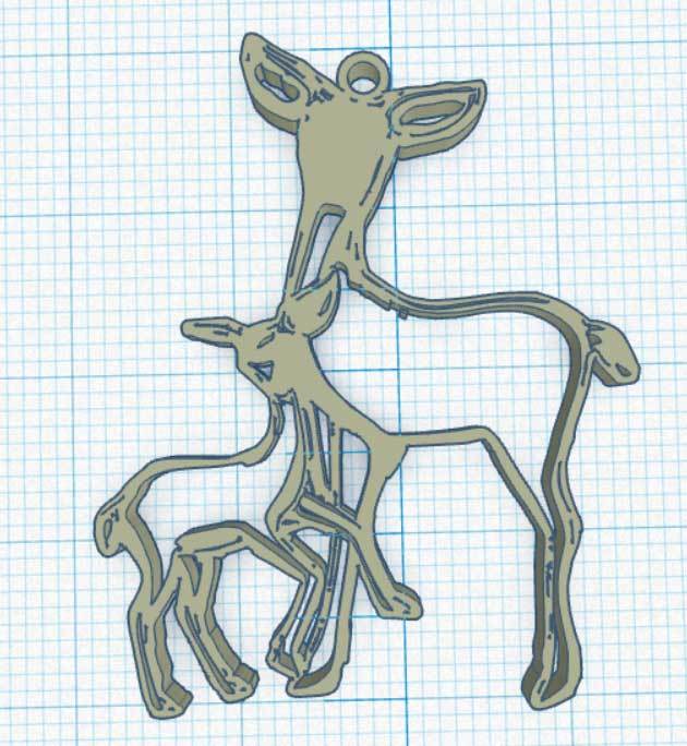 Pendentif Doe and fawn