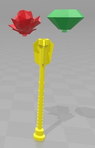 Princess Scepter w/ interchangable caps (Rose and Emerald)