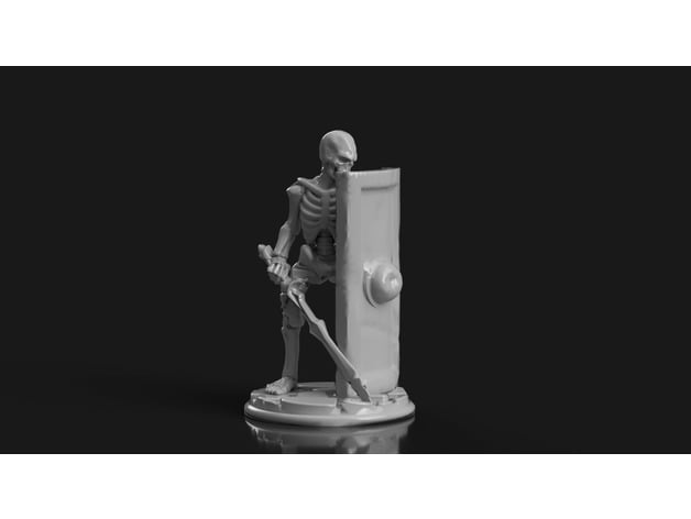 Image of Living Bones with Long Sword and Tower Shield
