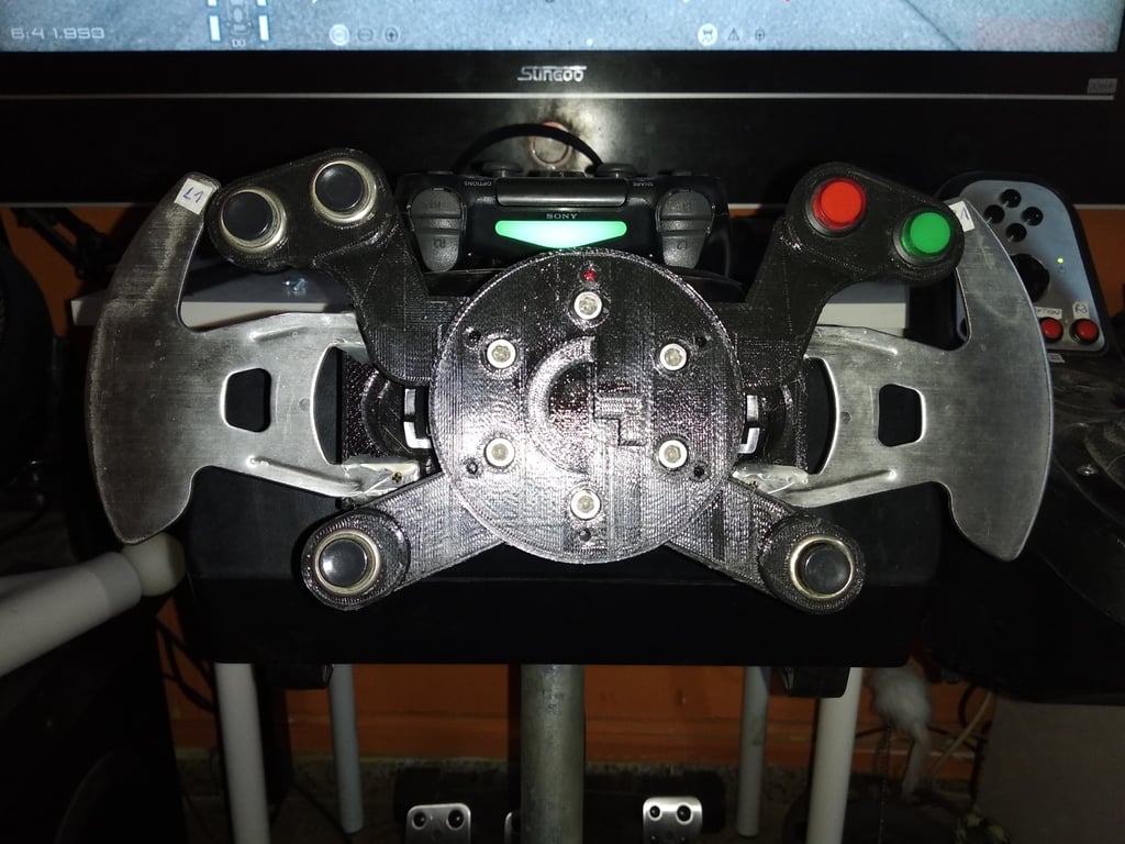 Steering wheel adapter with custom buttons plate for Logitech G27 G25