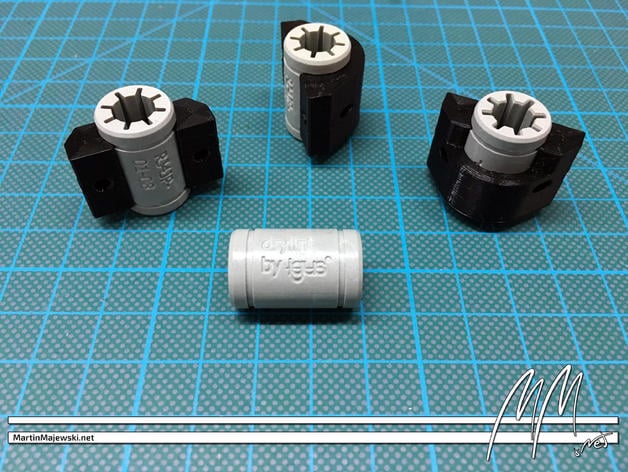 Prusa i3 MK2: V2 holder clips for Y-axis' bearings (LM8UU and igus drylin RJ4JP-01-08)