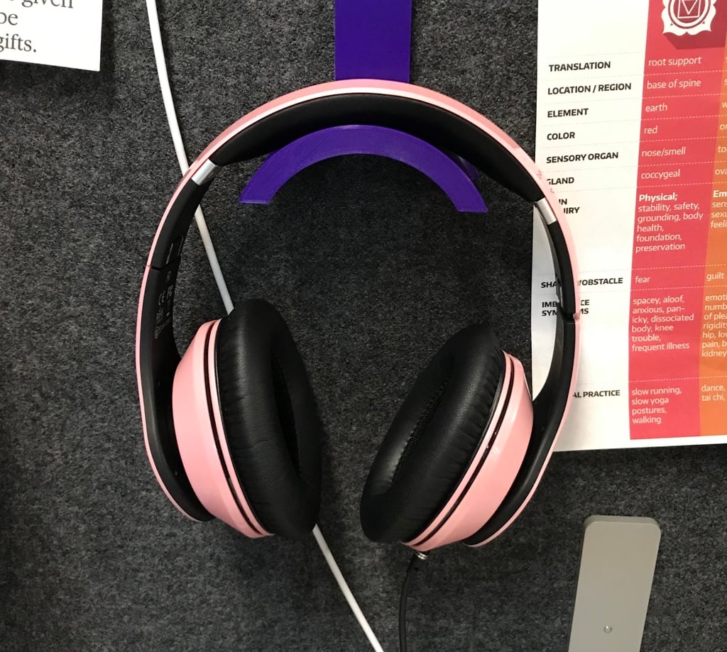 Headphones hanger for 1" cubicle wall