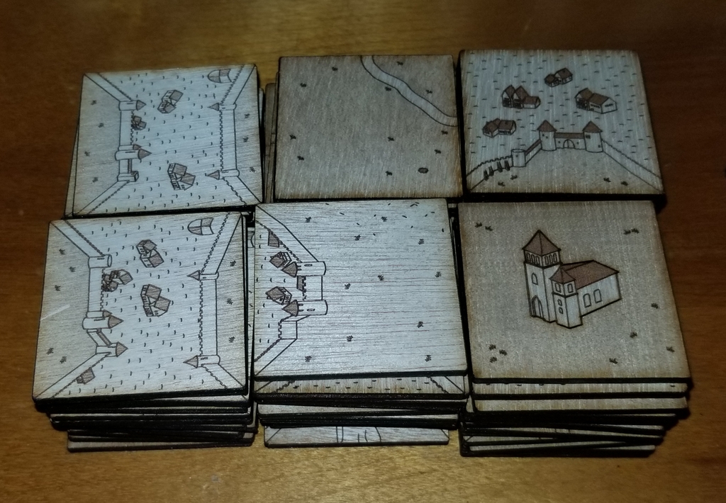 Carcassonne Tile Set remix for K40 (with river2, the abbot, inns and cathedrals and traders and builders)