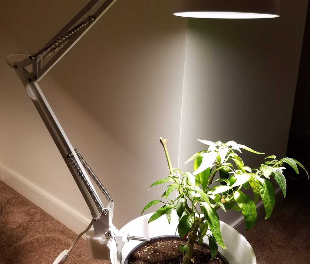Ikea TERTIAL Grow Light Mod - lamp base for side of plant pot (hang-off)