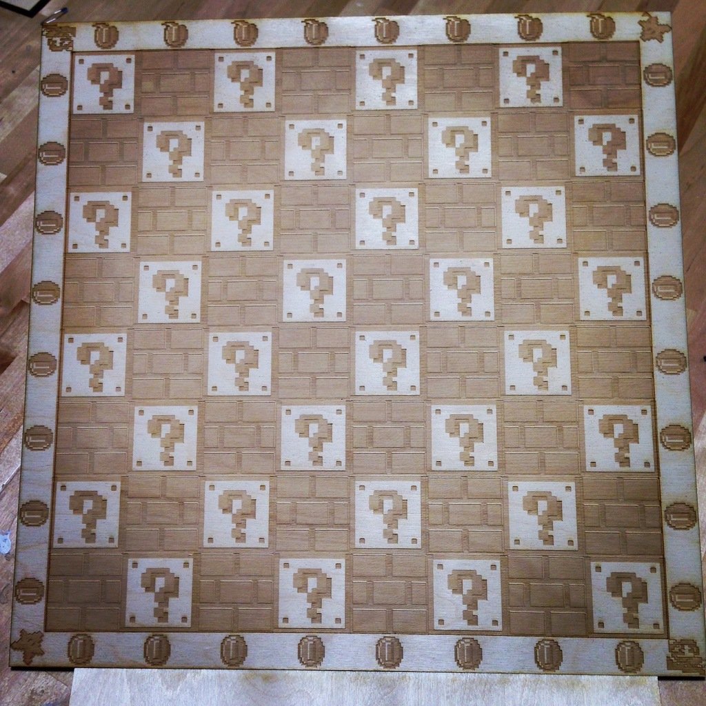 Classic Super Mario Bros Chess Board - Laser Etched