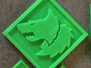 Abstract wolf head, 2D extrusion, useful to stamp on other 3D objects