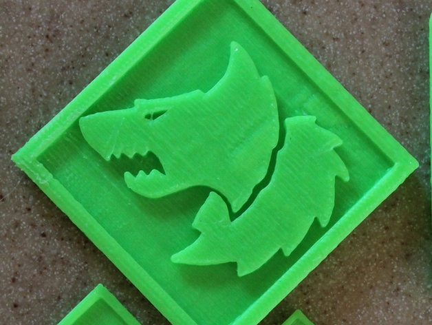 Abstract wolf head, 2D extrusion, useful to stamp on other 3D objects