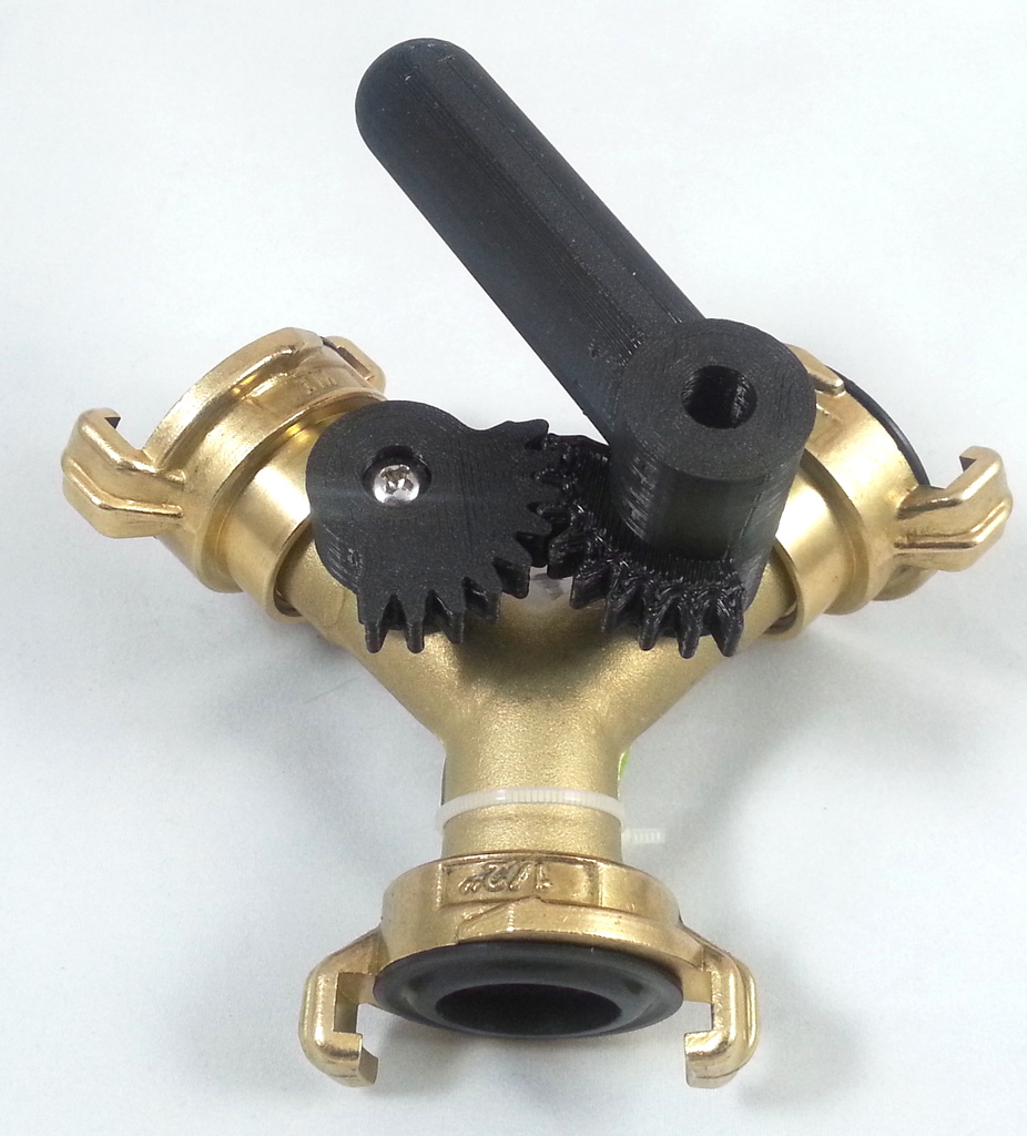 Geared lever for 2-way valve