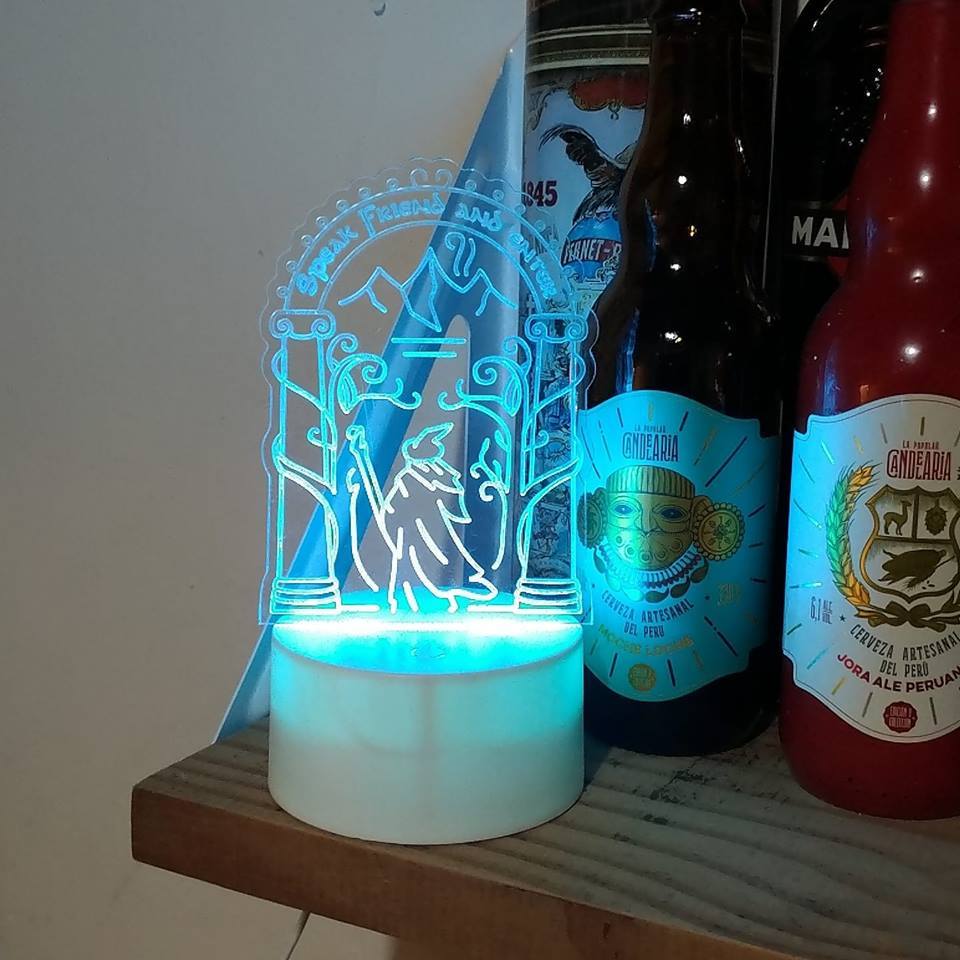 Vector para lampara de led y acrilico. Puerta de Moria + Gandalf + Speak Friend and entener