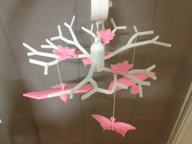 Baby Mobile - Tree with Butterflies, Flowers, and Birds.