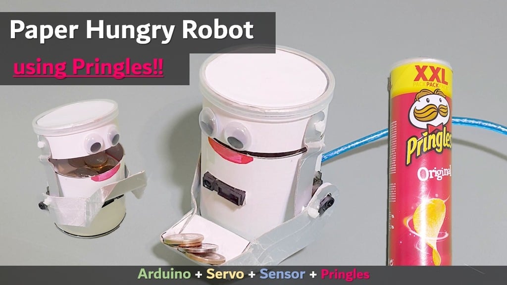 Paper Hungry Robot | Arduino Project | Servo Sensor Pringles project tutorial example