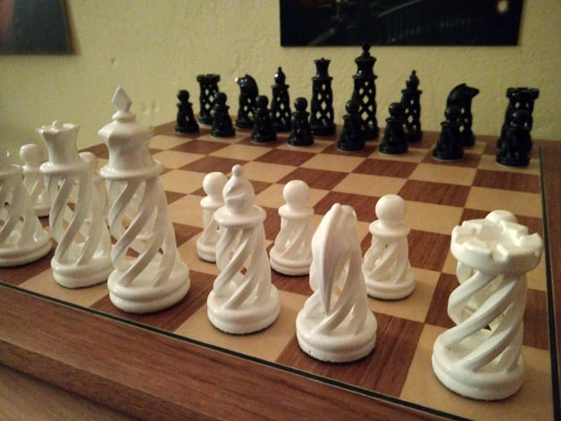Spiral Chess Set With Hollow Base