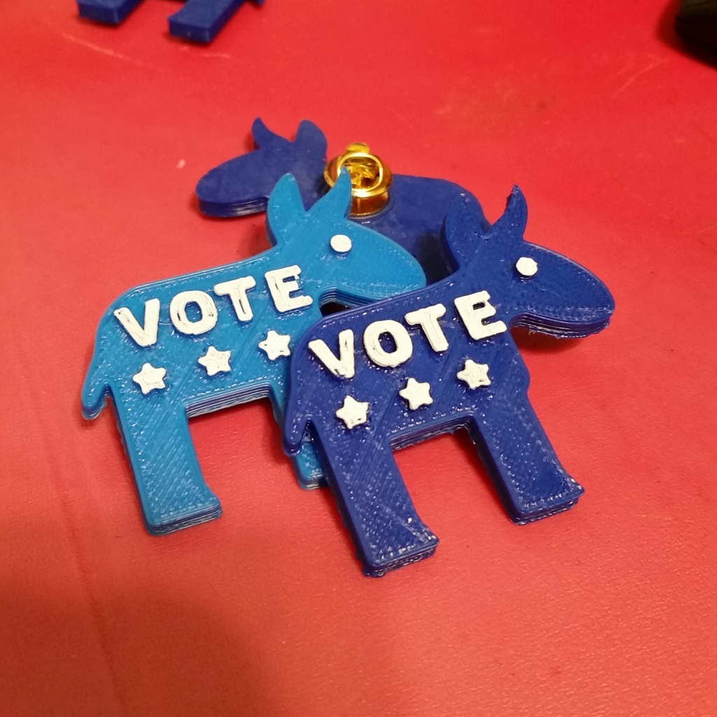 Democratic Donkey vote pin