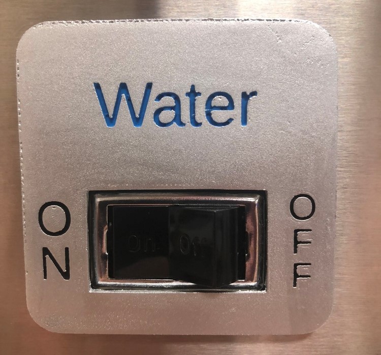 Ice Maker Water On/Off sign (Scotsman TouchFree)