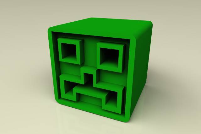 Geometry Dash inspired minecraft ish 20mm calibration cube 