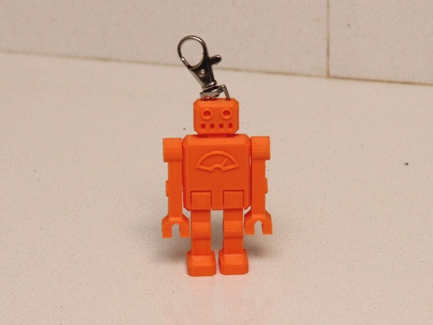 One piece articulated robot keychain with a clip