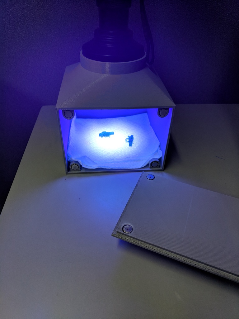 Magnetized UV flashlight cure box
