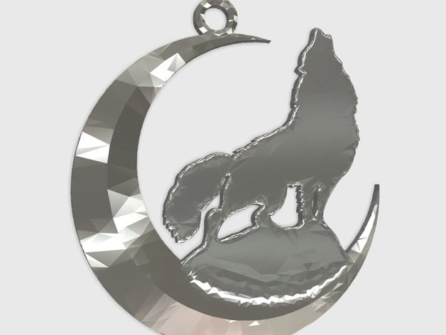 wolf + moon keychain