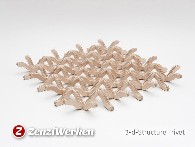 3D Wood Structure Trivet cnc/laser