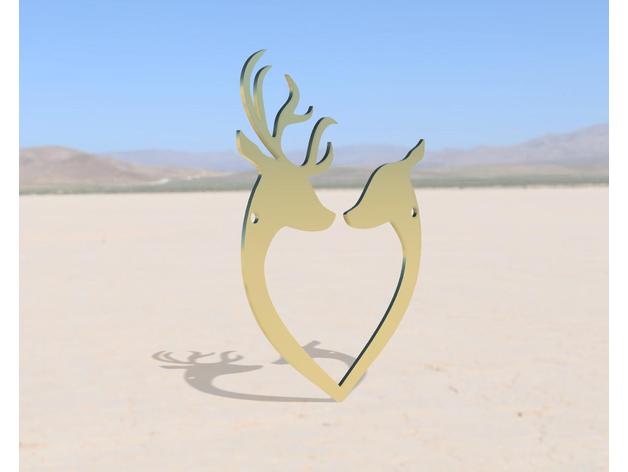 Deer Couple Heart Necklace