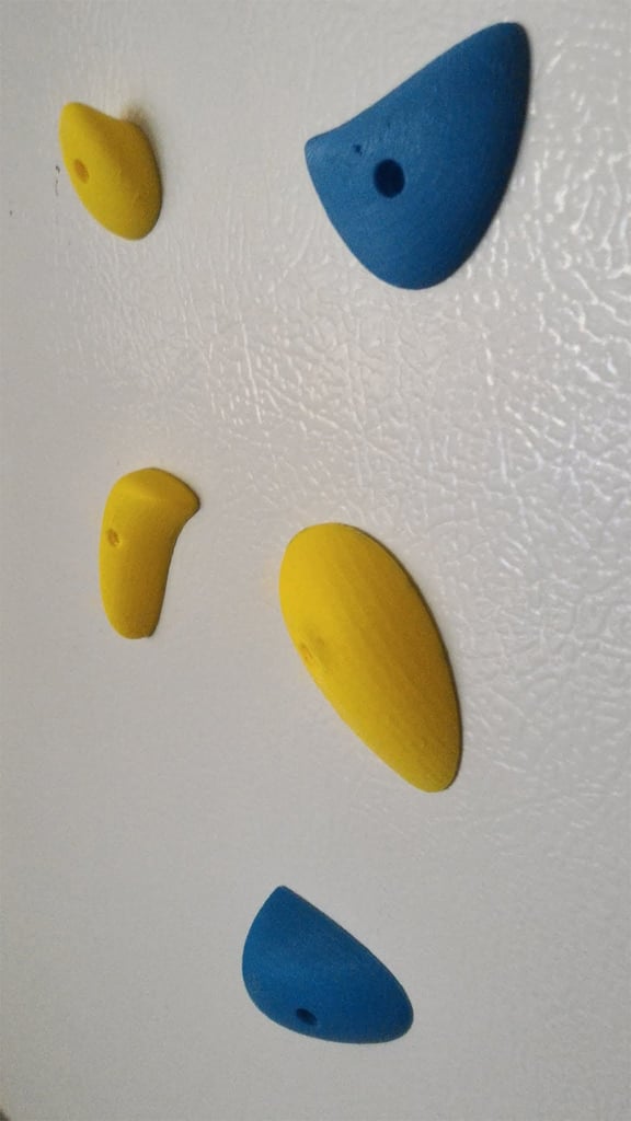 Climbing holds as fridge magnets