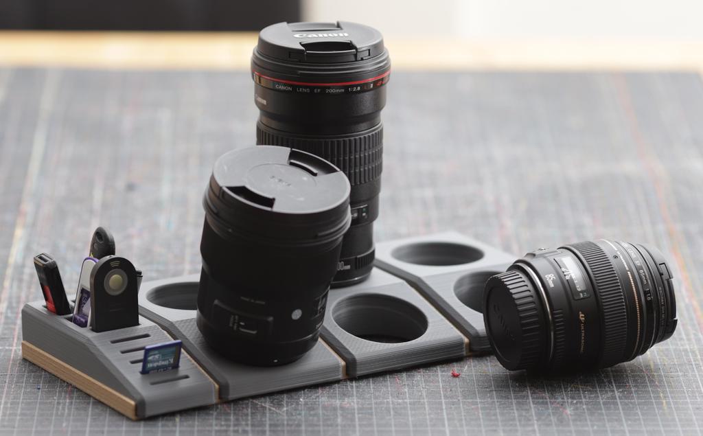 space-saving storage system for Canon lenses
