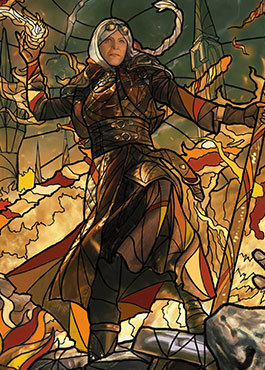Jaya, Venerated Firemage - stained glass - litho