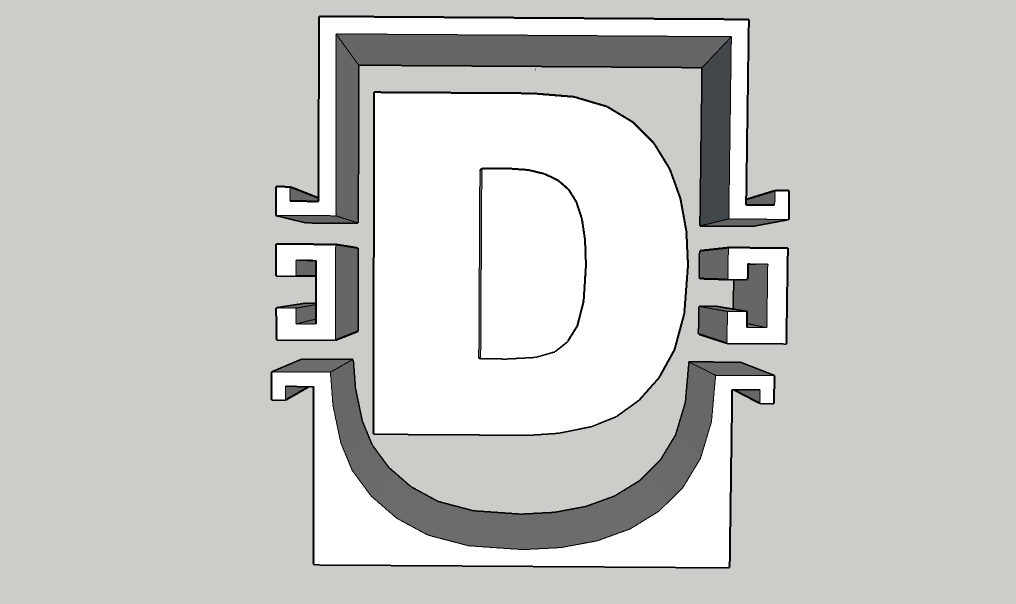 Concrete mold for letter "D"
