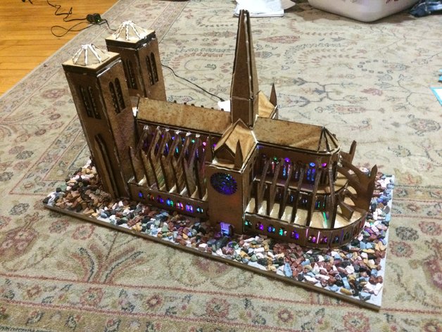 Laser cut Gingerbread Notre Dame cathedral