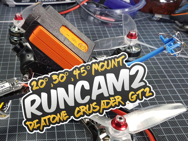RunCam2 20°, 30°, 45° Mount for Diatone Crusader GT2